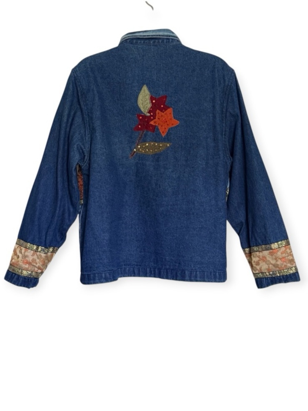 Tantrums Boho Patchwork Denim Jacket Shacket with Autumn Star Appliqués Size M - Picture 5 of 9